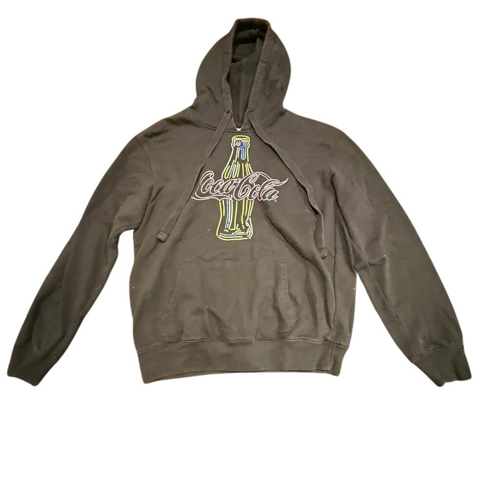 Coca-Cola Womens Black Neon Neon-Style Contour Bottle Graphic Pullover Hoodie XS